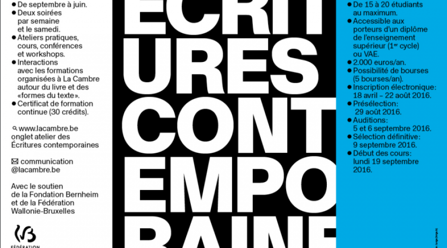 La Cambre, école d&rsquo;art et de design belge, lance « L&rsquo;atelier des écritures contemporaines »