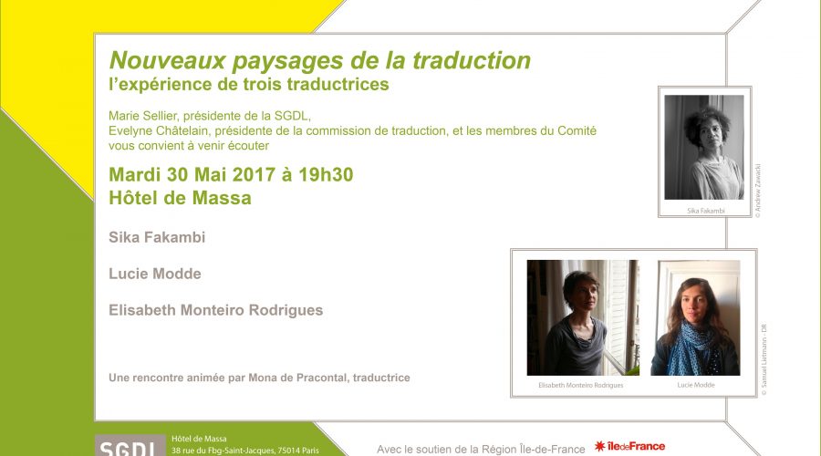 « Nouveaux paysages de la traduction, l&rsquo;expérience de trois traductrices », le 30 mai à 19h30 à la SGDL